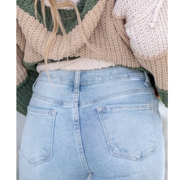 Risen Jeans High Rise Distressed RDP5459 -light wash - size 15 / 32 (30W X 28L) - Picture 1 of 8